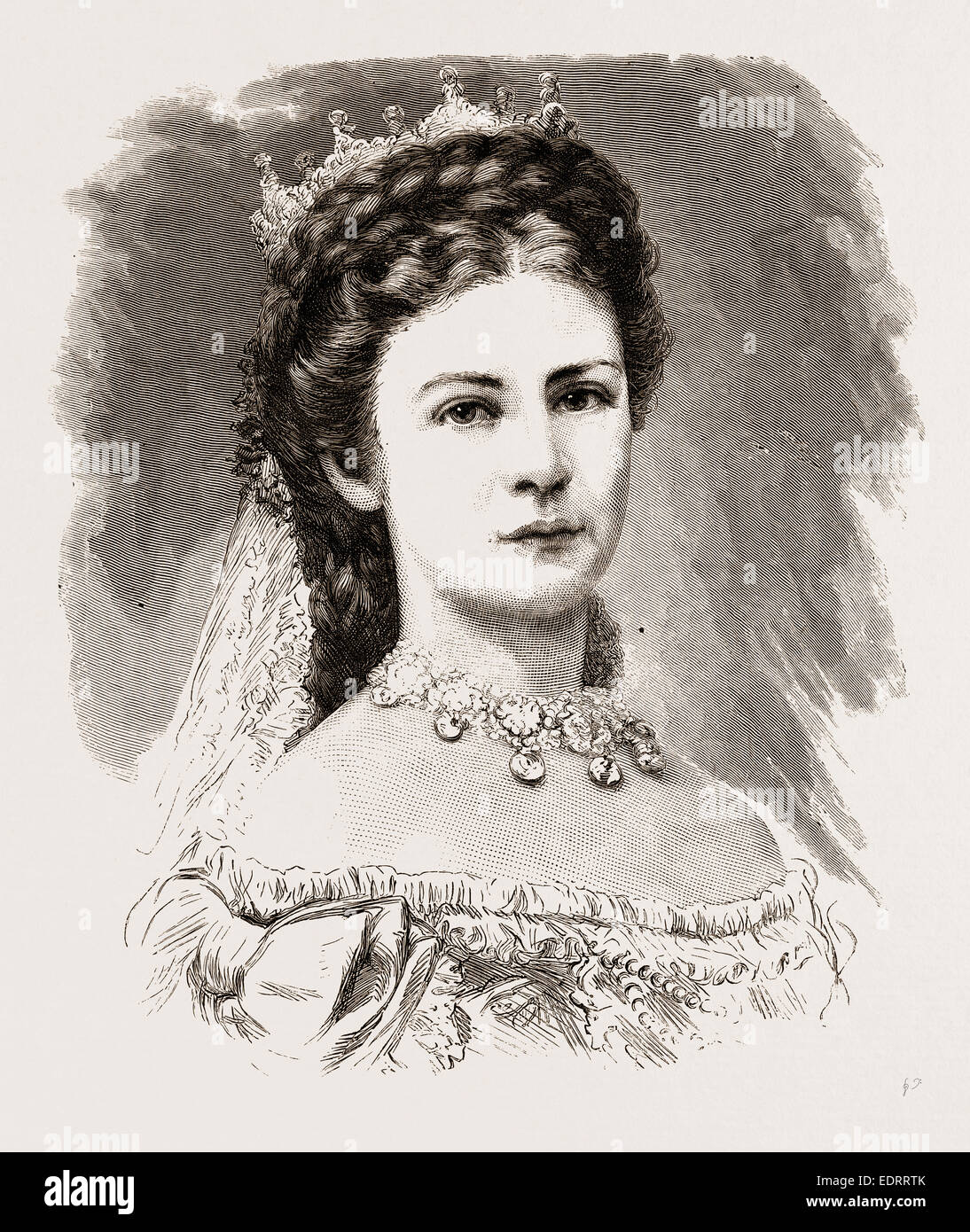 H.I.M. ELIZABETH AMÉLIE EUGENIE, emperatriz de Austria, 1876 Foto de stock