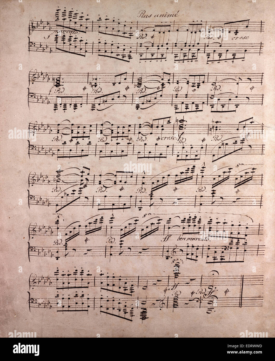 Partituras manuscritas, notas musicales, del siglo XIX, además de anime,  ben marcato Fotografía de stock - Alamy