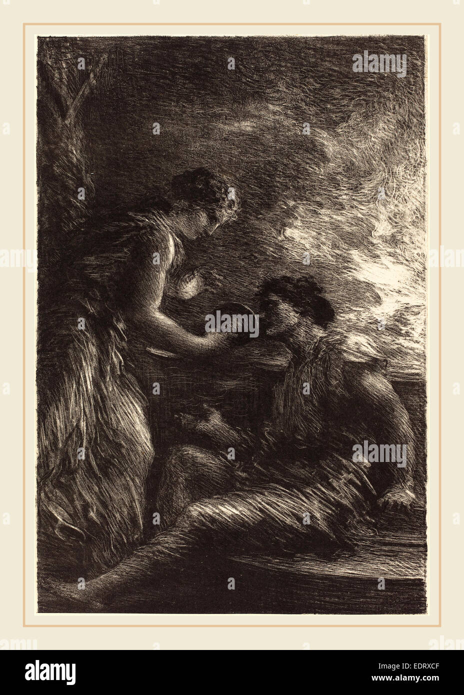 Henri Fantin-Latour, Sieglinde y Siegmund del acto I de "La Walkyria", Francés, 1836-1904, litografía Foto de stock