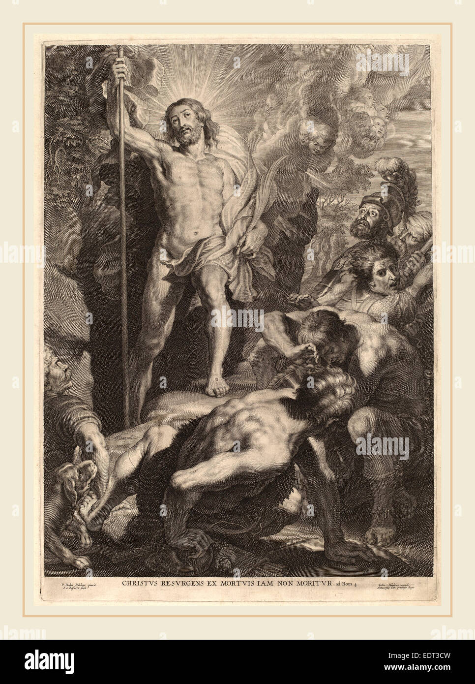 Schelte Adams Bolswert después de Sir Peter Paul Rubens (1586-1659), el flamenco, la Resurrección, grabado Foto de stock
