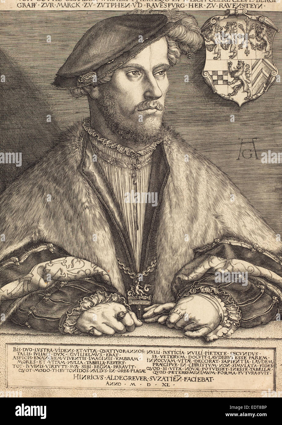 Heinrich Aldegrever (alemán, 1502 - 1555-1561), William Herzog Foto de stock