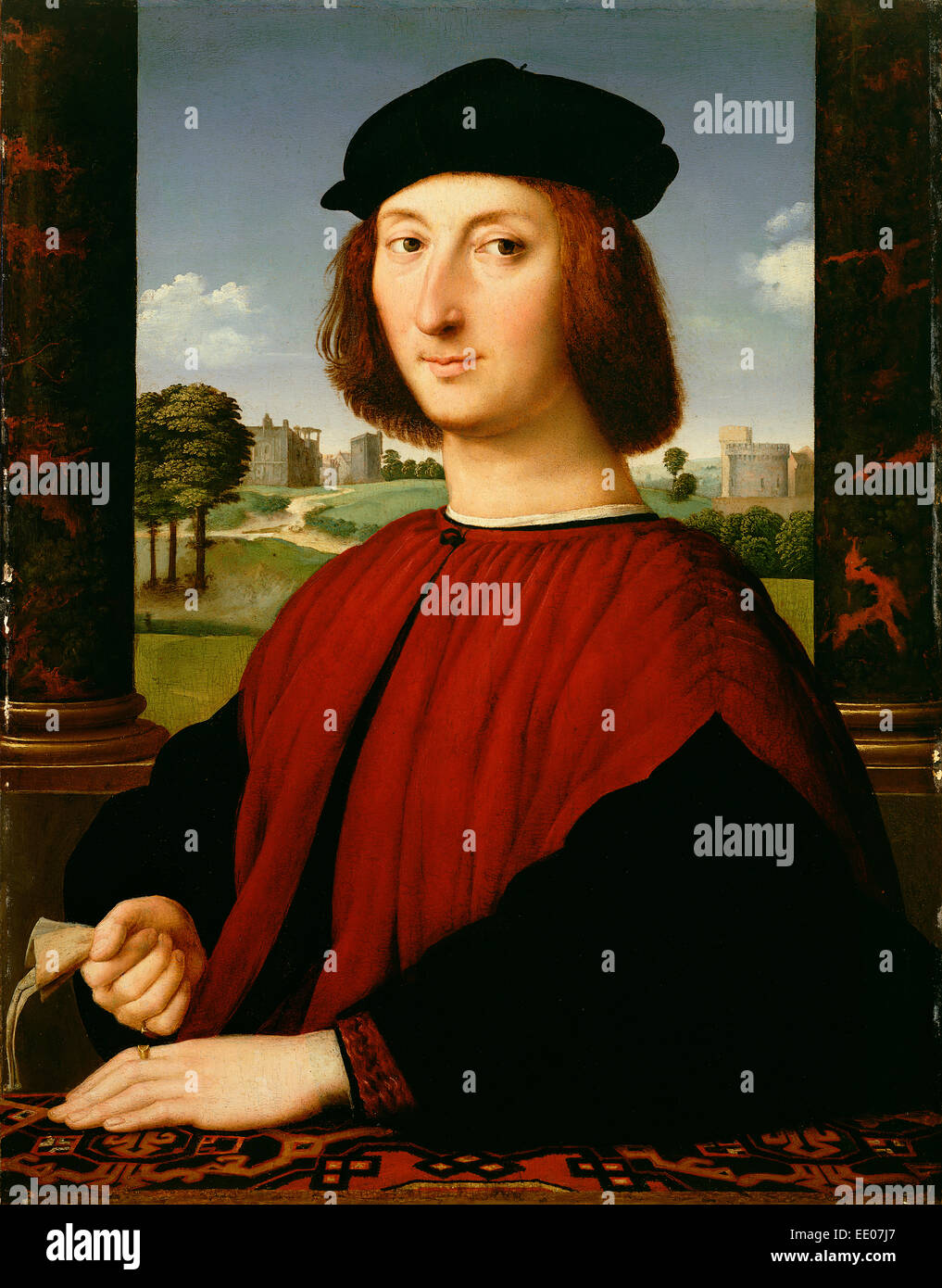 Retrato de un joven en rojo; Círculo de Rafael (Raffaello Sanzio ...
