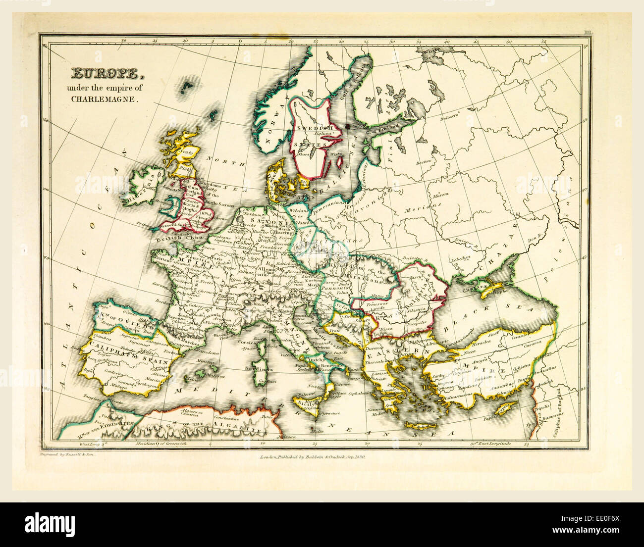 mapa de europa 1830 Mapa de Europa de 1830, el grabado del siglo XIX Fotografía de 