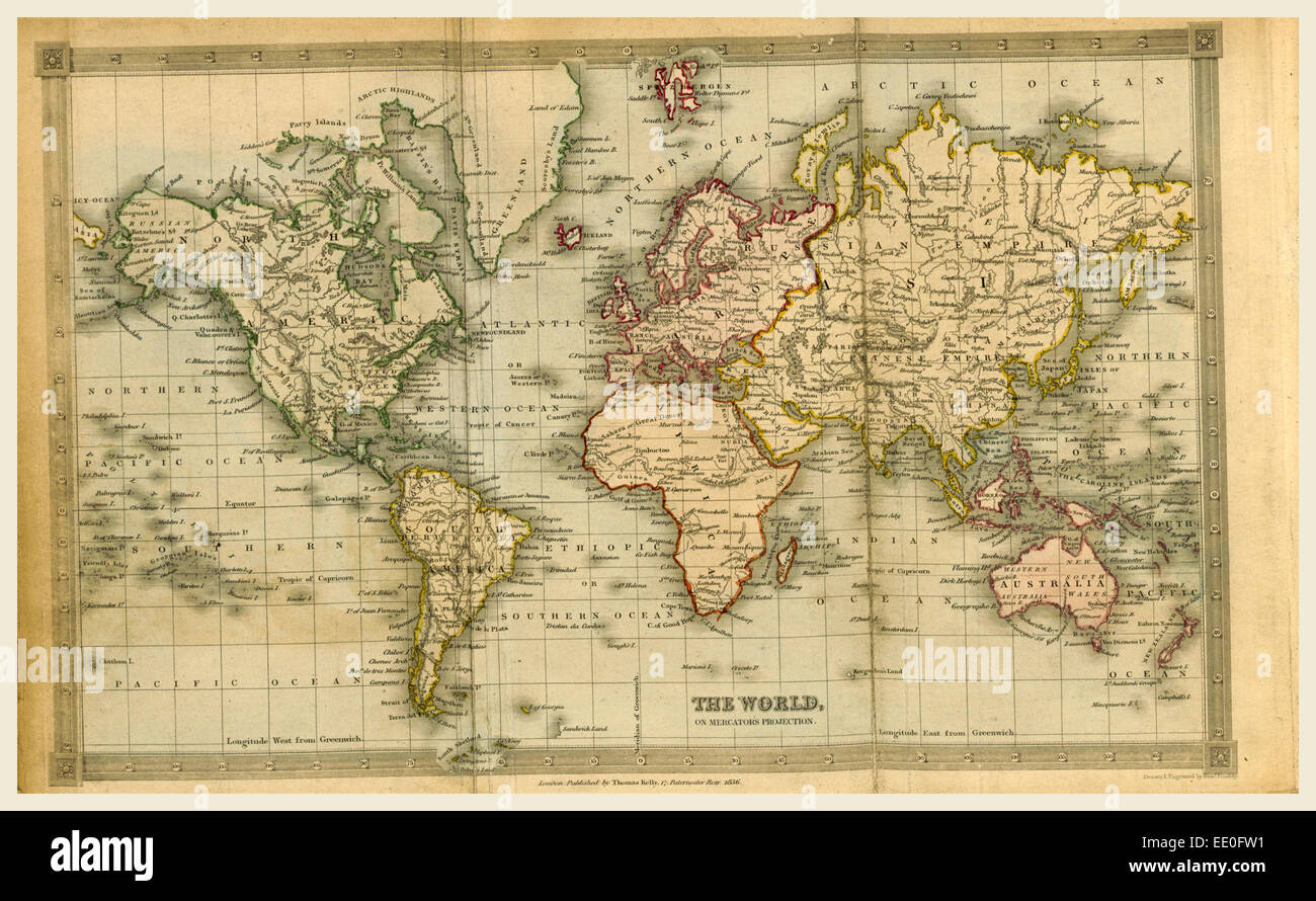 Map world 19th century fotografías e imágenes de alta resolución - Alamy