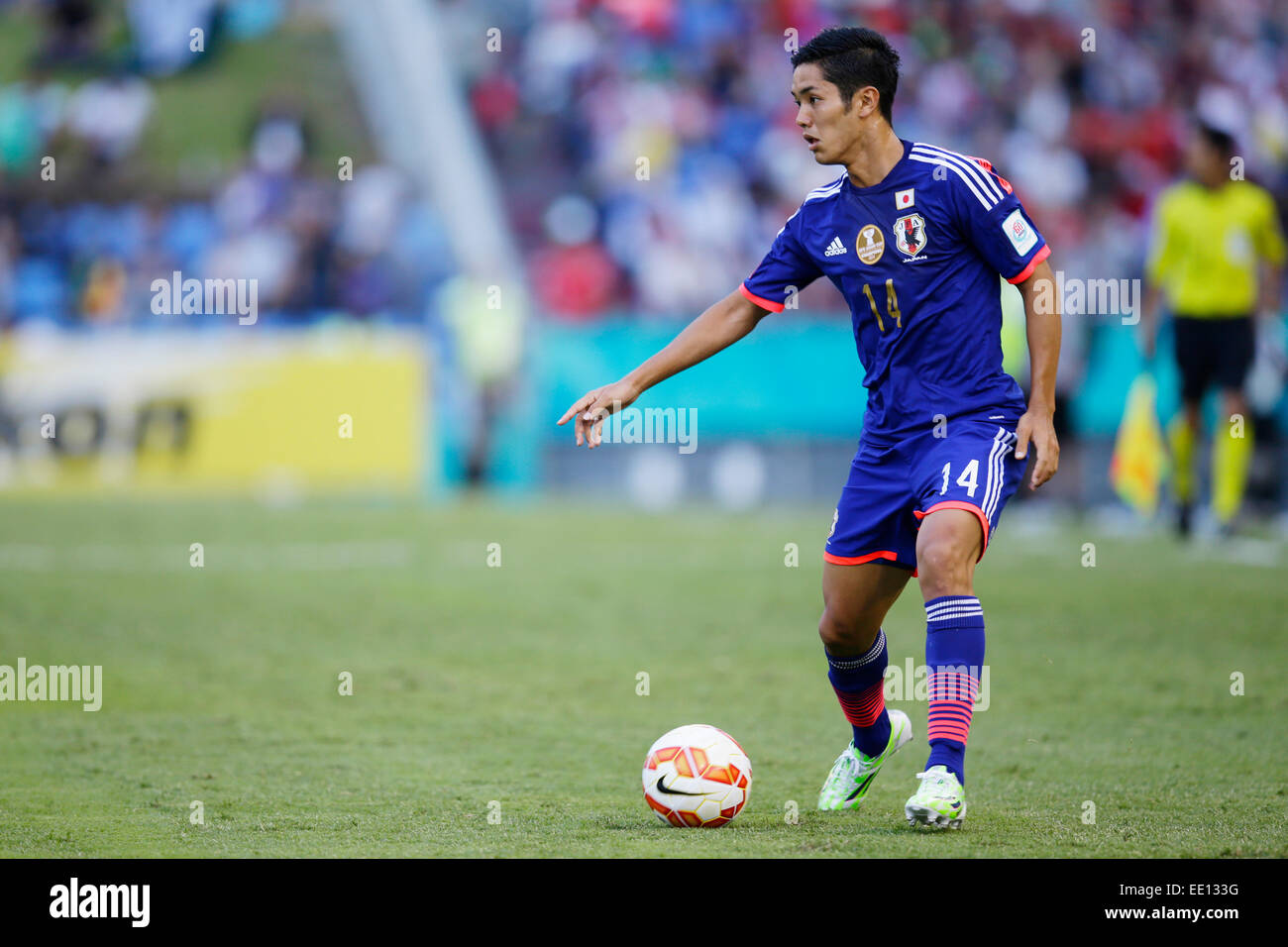 Newcastle, Australia. 12 ene, 2015. Yoshinori Muto (JPN) fútbol/Soccer : AFC Copa Asiática Australia 2015 Grupo D partido entre Japón 4-0 Palestina en estadio de Newcastle en Newcastle, Australia . Crédito: AFLO/Alamy Live News Foto de stock