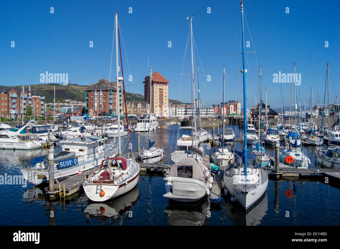 Marina de Swansea Docks, Gales, Reino Unido, Europa Foto de stock