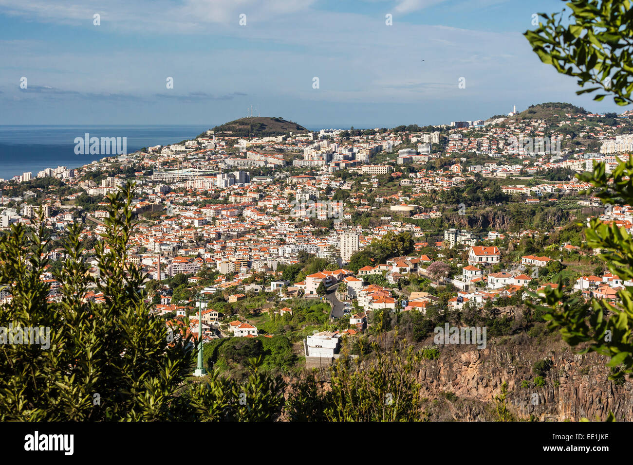 Vista desde arriba el corazón de la capital de Funchal, Madeira, Portugal, el Atlántico, Europa Foto de stock