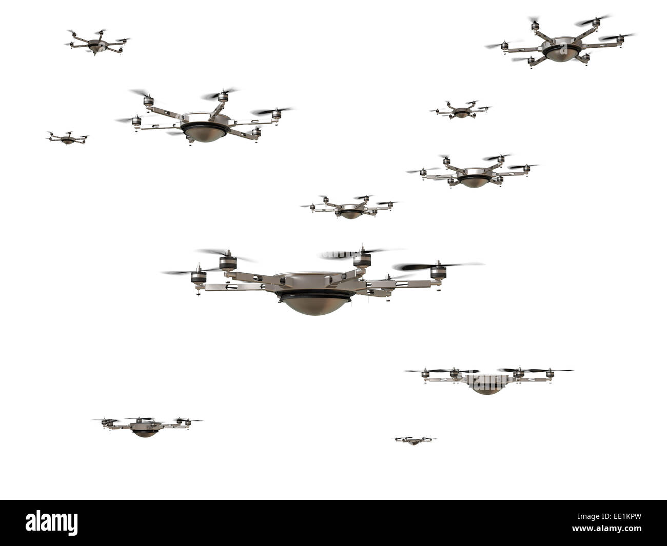 Imagen 3D de drone entrega futurista Foto de stock