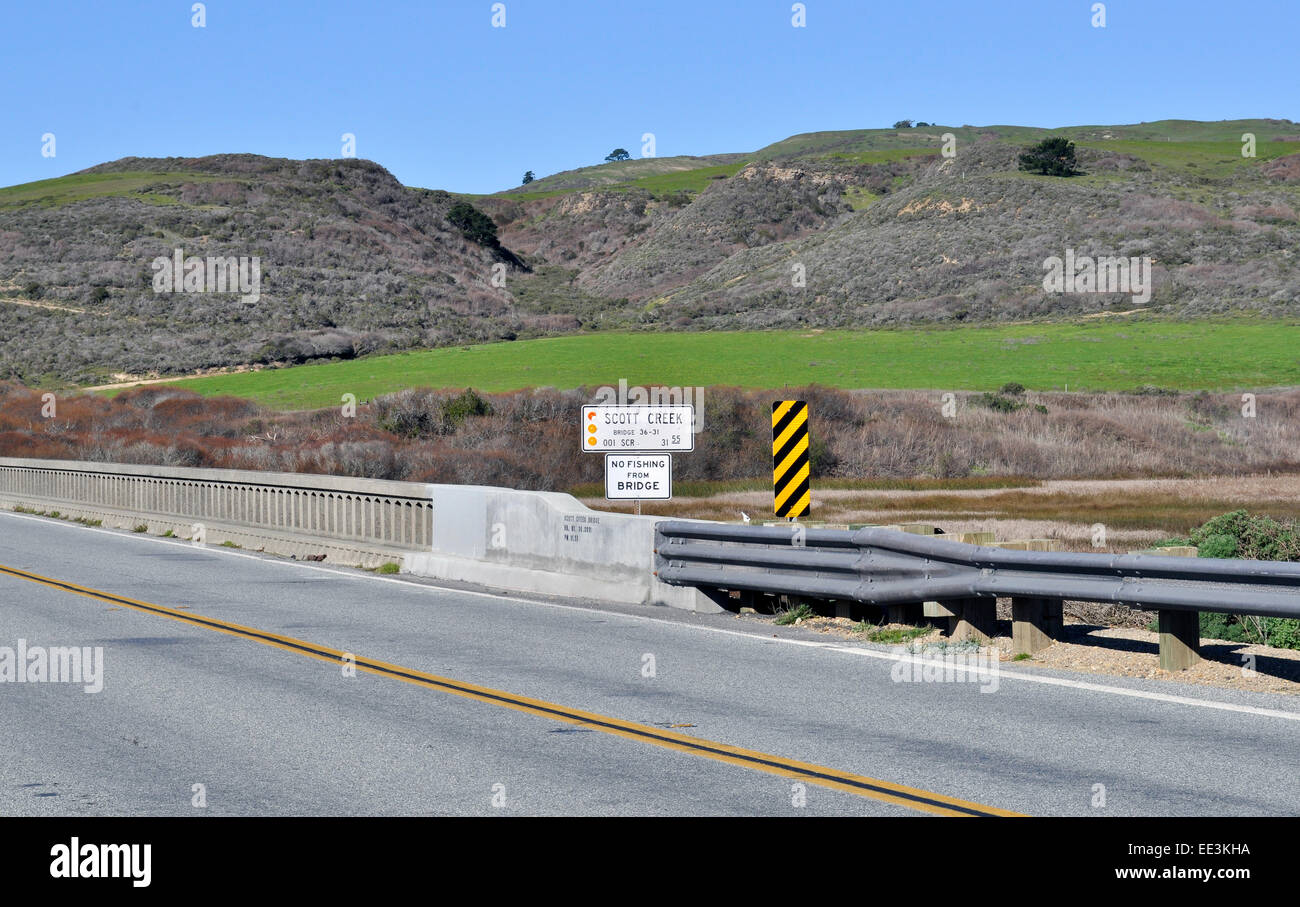 Scott Creek Bridge, California Highway 1 al norte de Santa Cruz Foto de stock