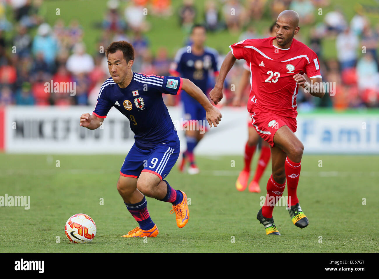 Nueva Gales del Sur, Australia. 12 ene, 2015. Shinji Okazaki (JPN) fútbol/Soccer : AFC Copa Asiática Australia 2015 Grupo D partido entre Japón 4-0 Palestina en estadio de Newcastle en Nueva Gales del Sur, Australia . © Yohei Osada/AFLO SPORT/Alamy Live News Foto de stock