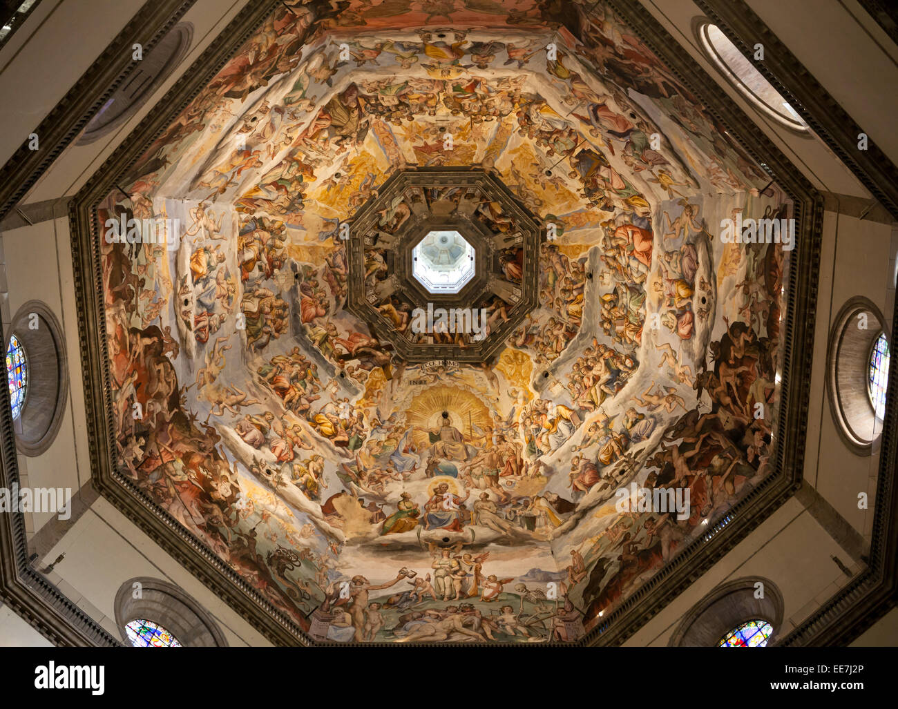 Florencia, Italia, la maravillosa obra maestra de El Día del Juicio, en el interior de la cúpula Foto de stock