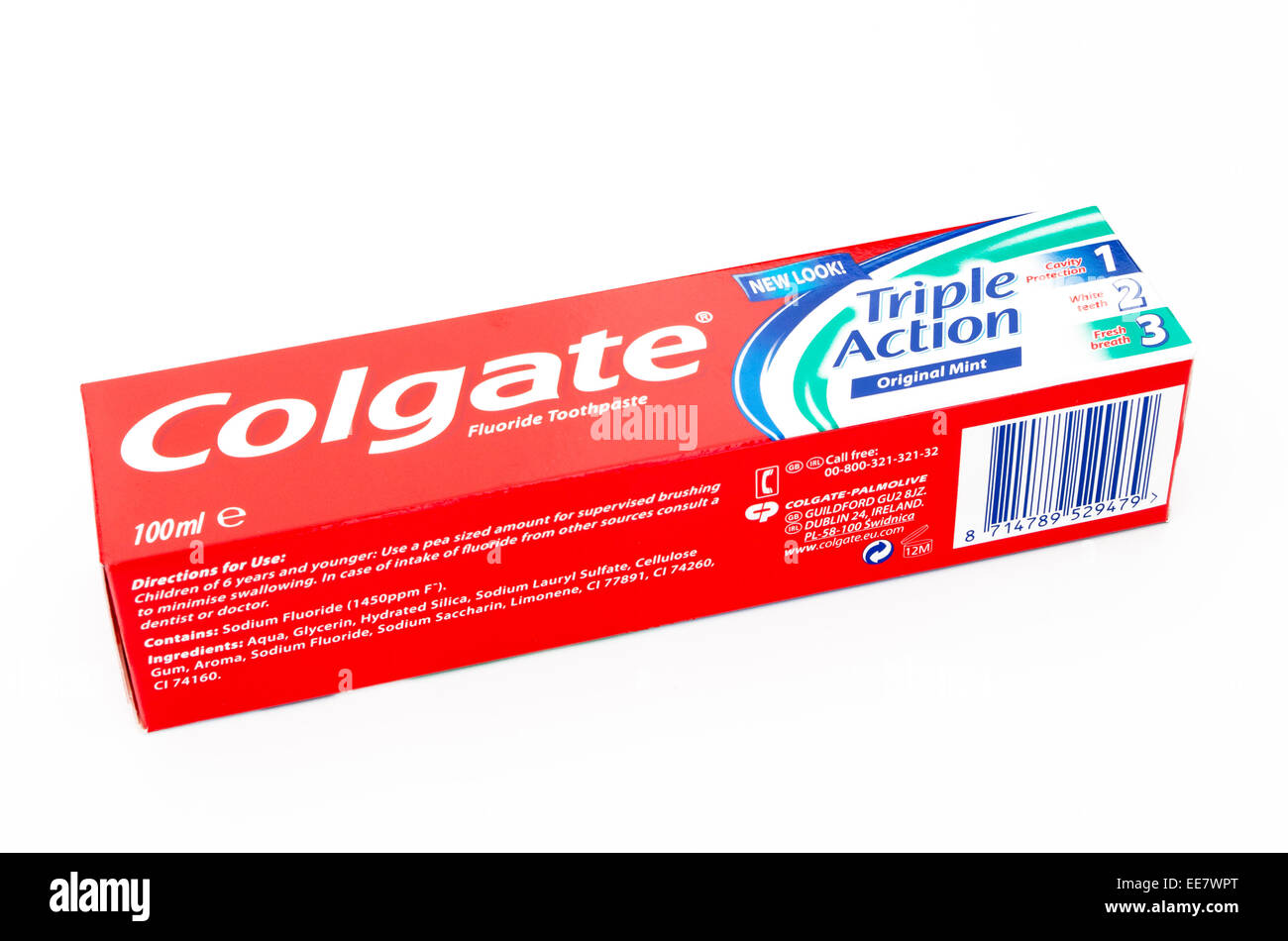 Caja de pasta dental Colgate sobre un fondo blanco Fotografía de stock -  Alamy