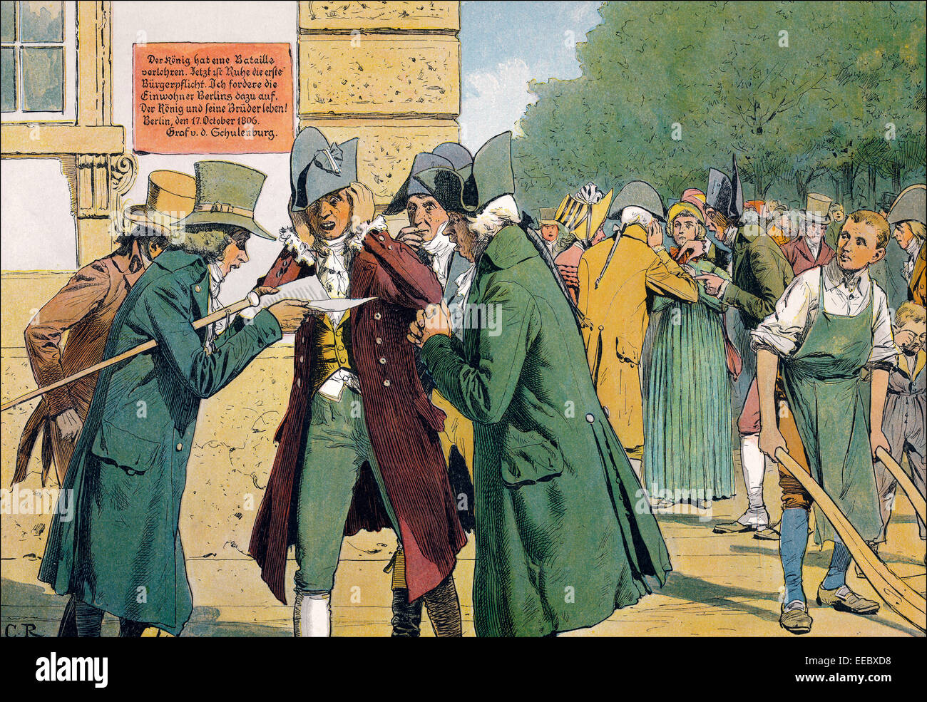 Contemplando la derrota en Jena y Auerstaedt en Berlín, Guerras Napoleónicas, 1806, pintura histórica por C. Röchling, publicación Foto de stock