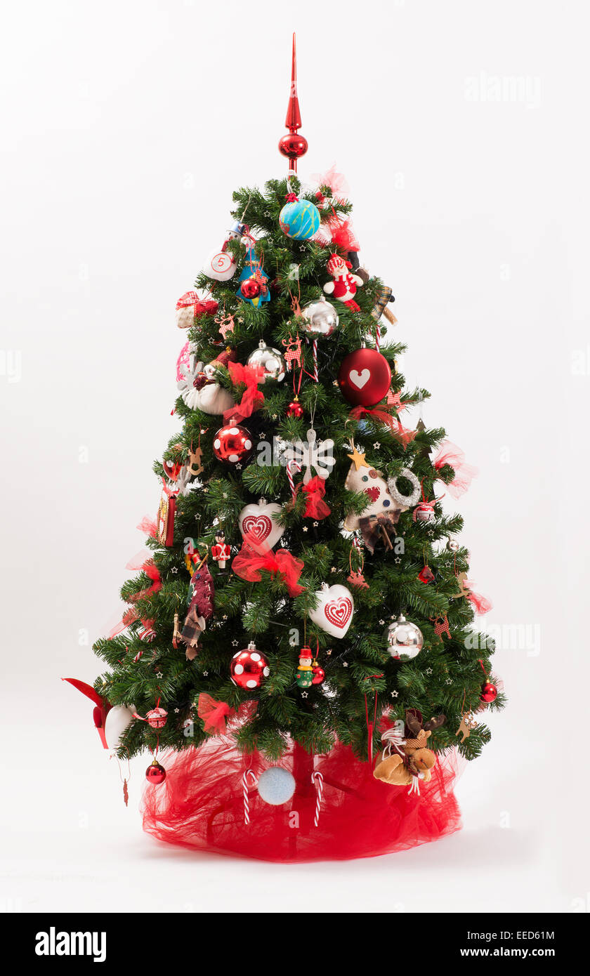árbol de navidad temático rojo y blanco fotografías e imágenes de alta  resolución - Alamy