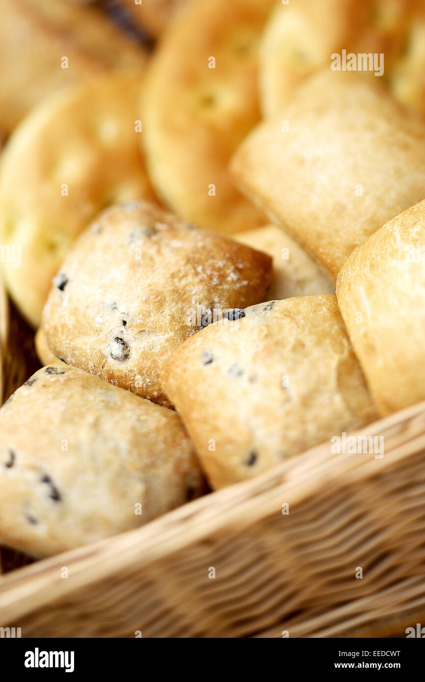 Backwaren, Brotkorb, Broetchenkorb, Ernaehrung, Essen, alimentos Fruehstueck, Koerbchen, Nahrungsmittel, Sonntagsbroetchen, todavía li Foto de stock