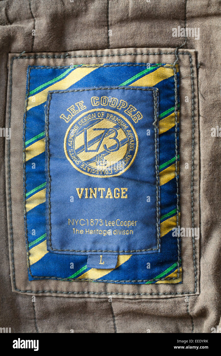 Lee Cooper en escudo chaqueta Vintage etiqueta Fotografía de stock - Alamy
