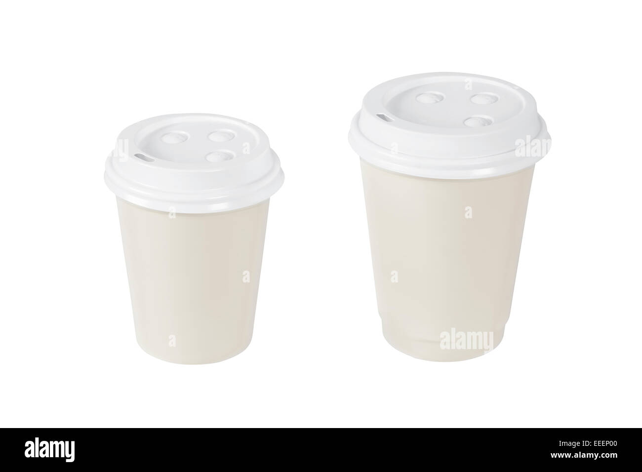Tazas de café en blanco aislado en blanco Foto de stock