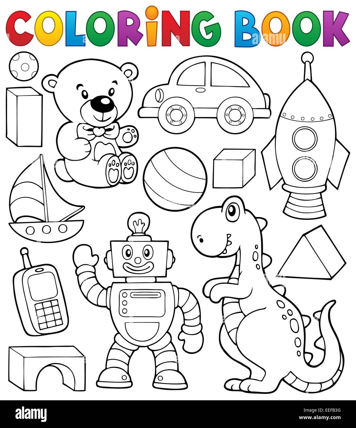 Libro para colorear con juguetes temáticas 2 - Imagen ilustración  Fotografía de stock - Alamy