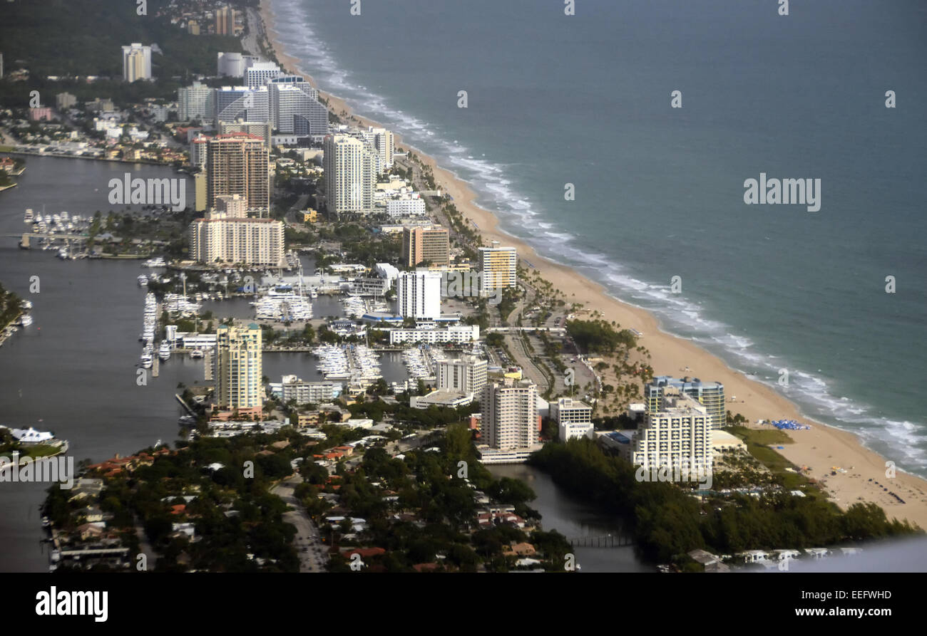 Paisaje de la costa de Fort Lauderdale, Florida, vista aérea Foto de stock