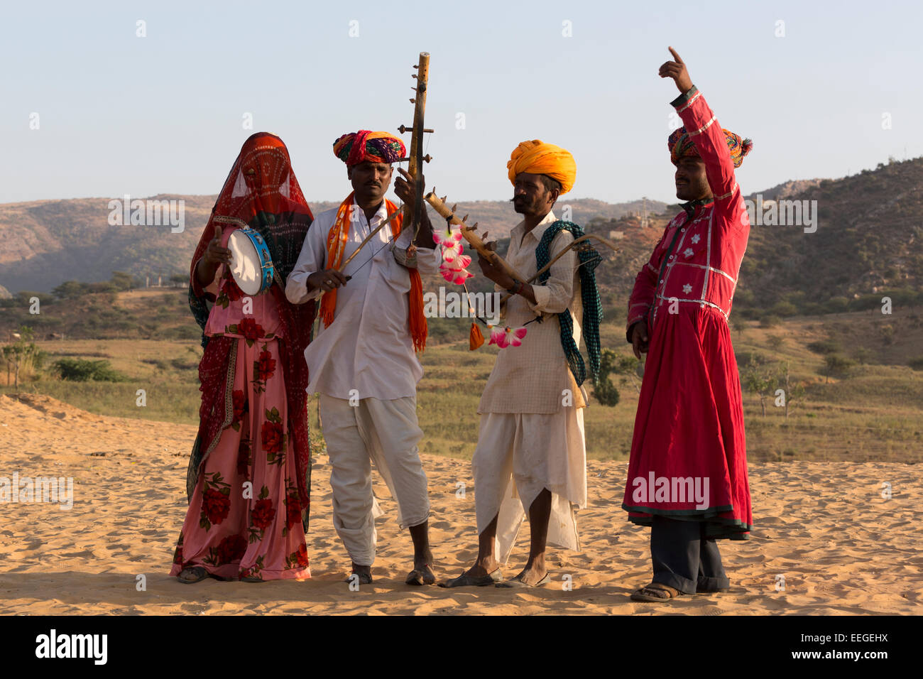 La India, Rajastán, Pushkar, Músicos Foto de stock