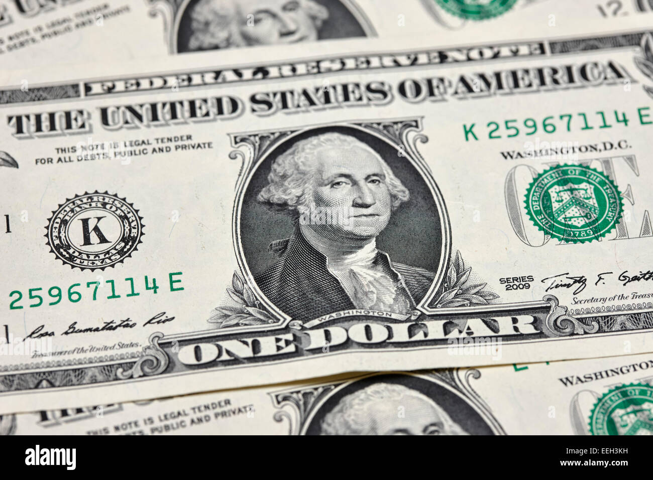 George Washington en billetes de dólar Foto de stock