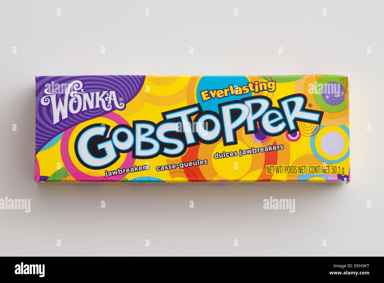 Un cuadro de Everlasting Gobstopper Hard Candy. Fabricado por la Willy Wonka Candy Company, una marca de Nestlé. Foto de stock