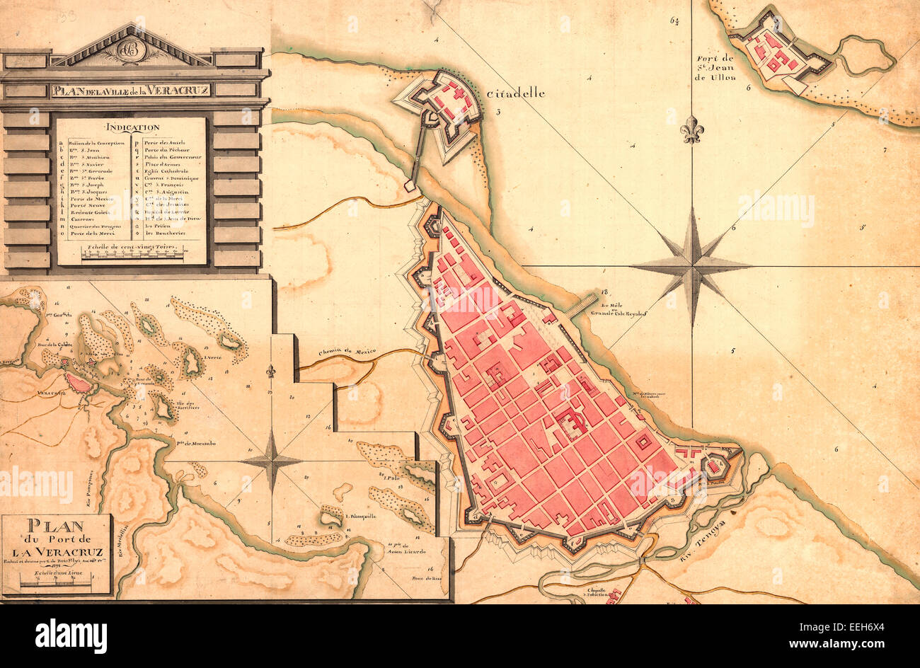 Plan de la ville de la Veracruz, México 1798 Fotografía de stock Alamy