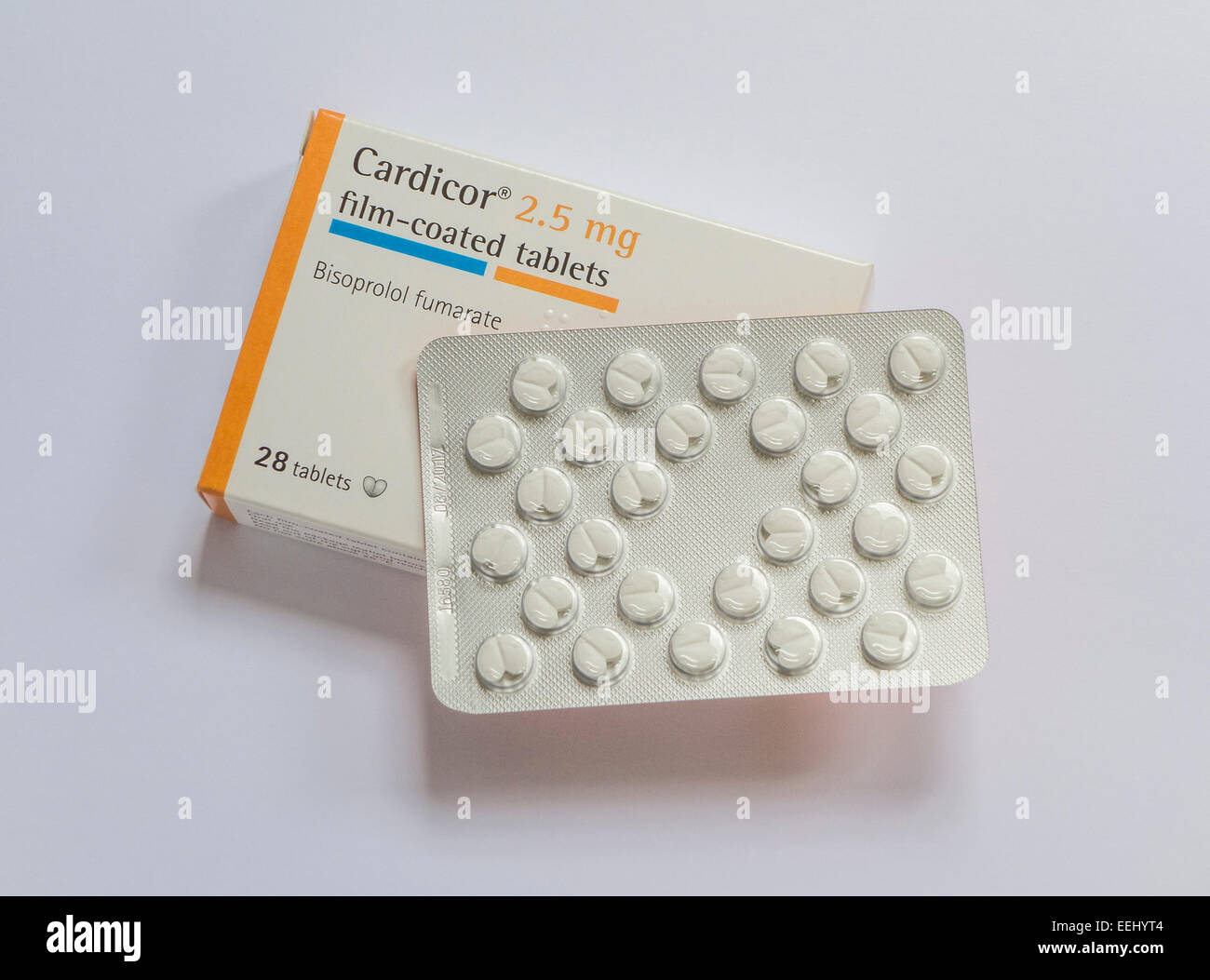 Comprimidos con cubierta pelicular Cardicor Receta Pack, Inglaterra, Reino  Unido Fotografía de stock - Alamy