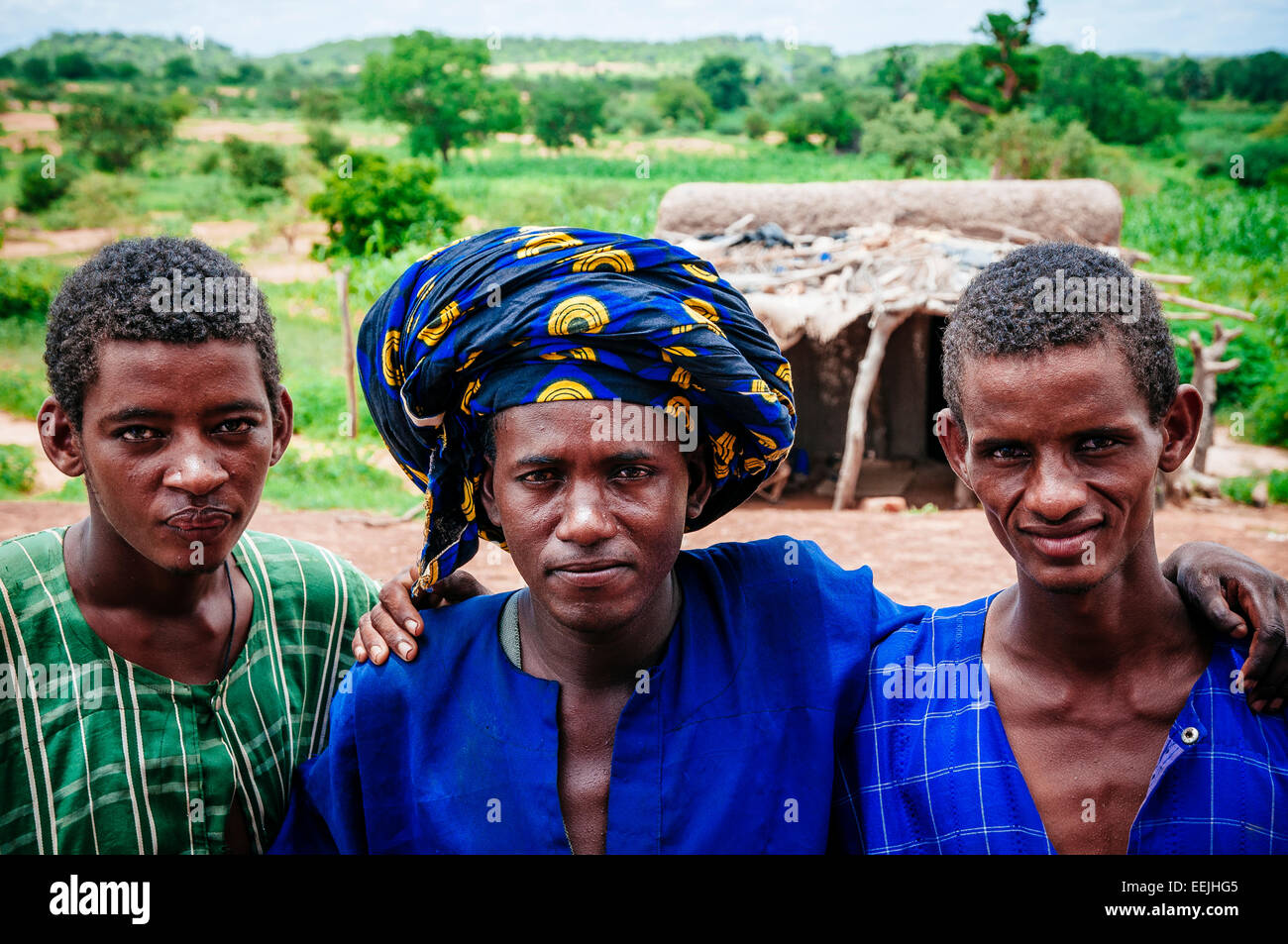 Retrato de pastores Fulani, Malí. Foto de stock