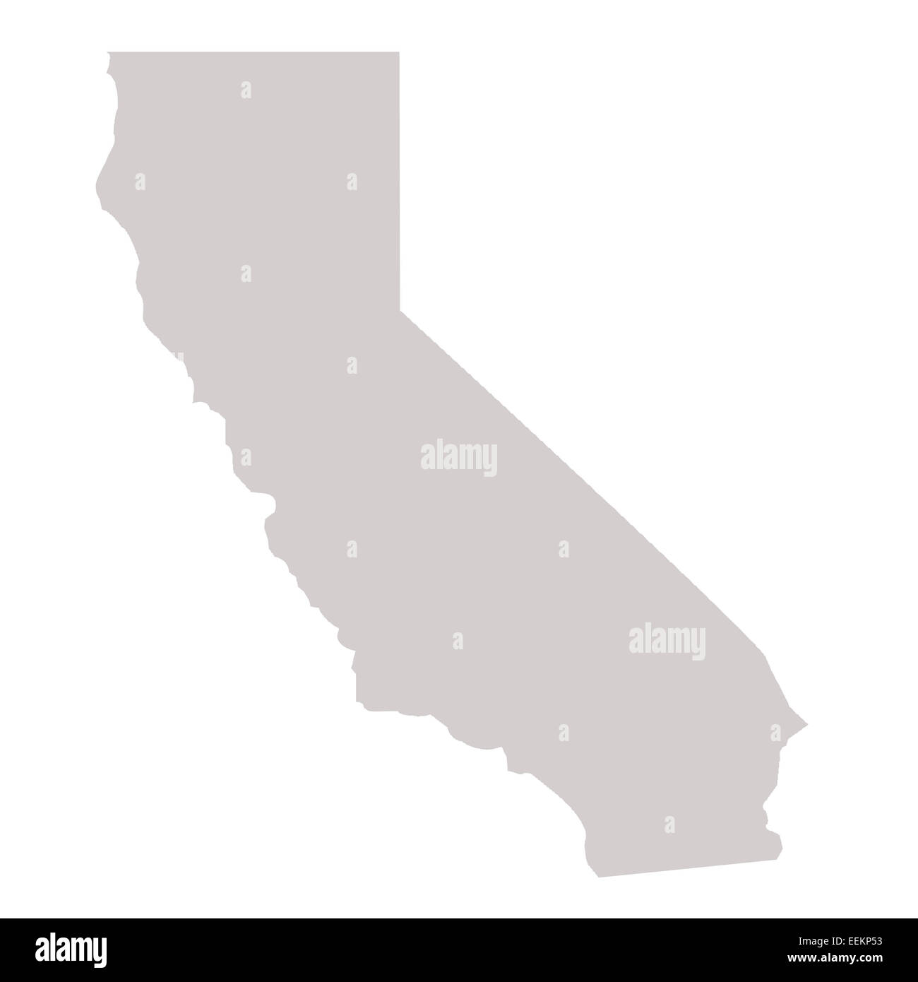 Mapa del Estado de California aislado sobre un fondo blanco, USA. Foto de stock