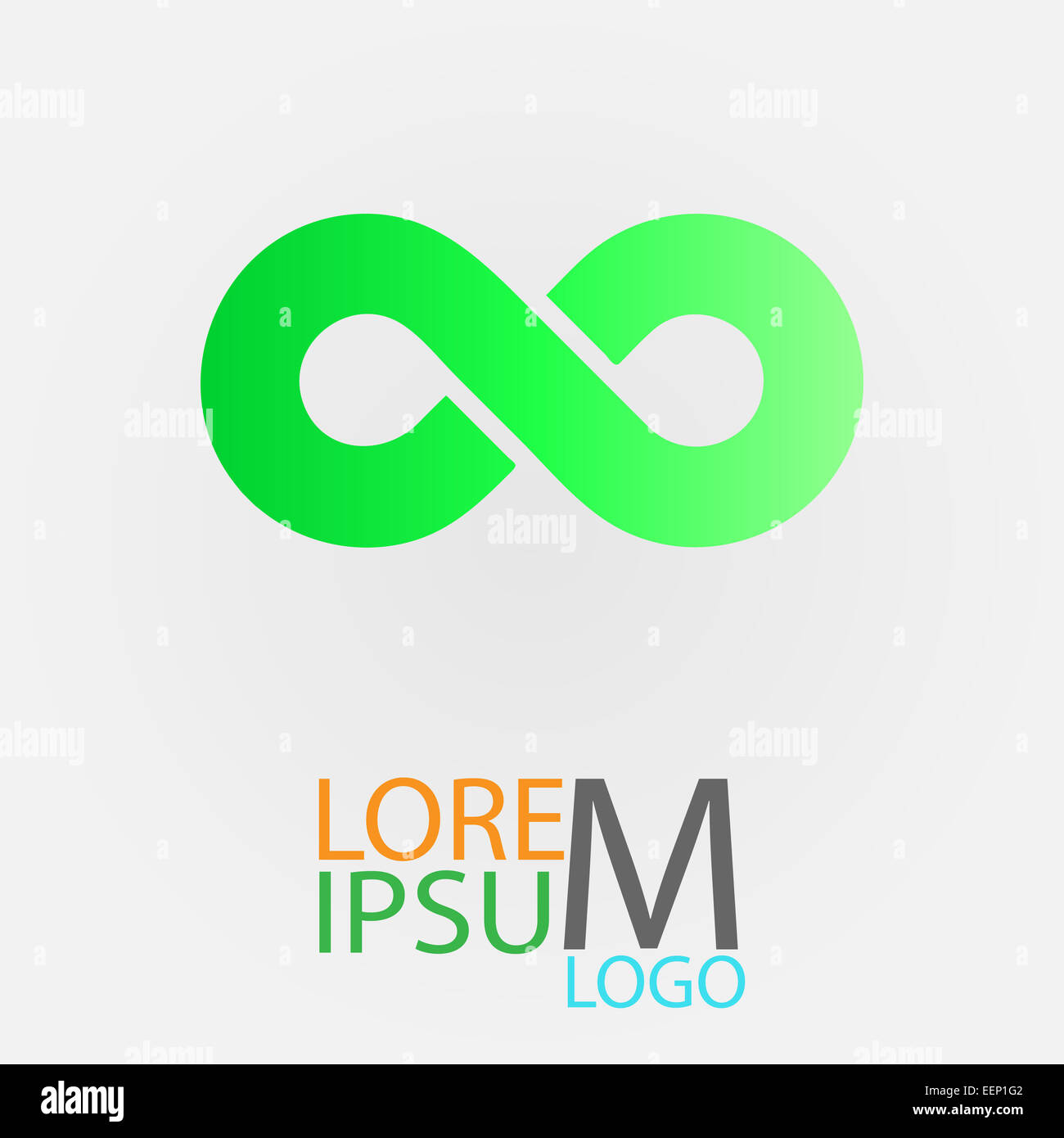 Símbolo verde ilimitadas o logotipo. Infinito Foto de stock