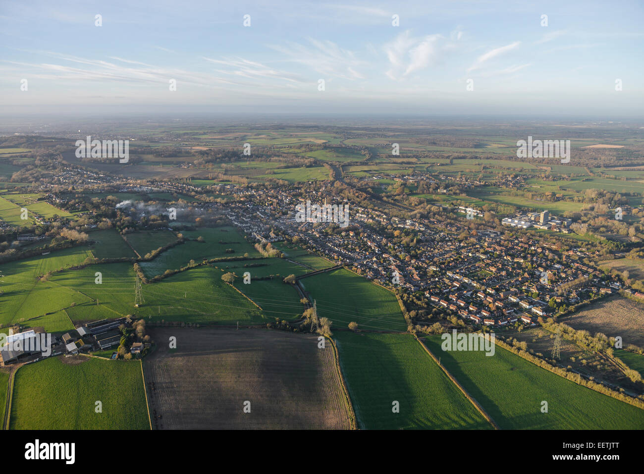 Una vista aérea de Wheatley, un gran pueblo en Oxfordshire Foto de stock