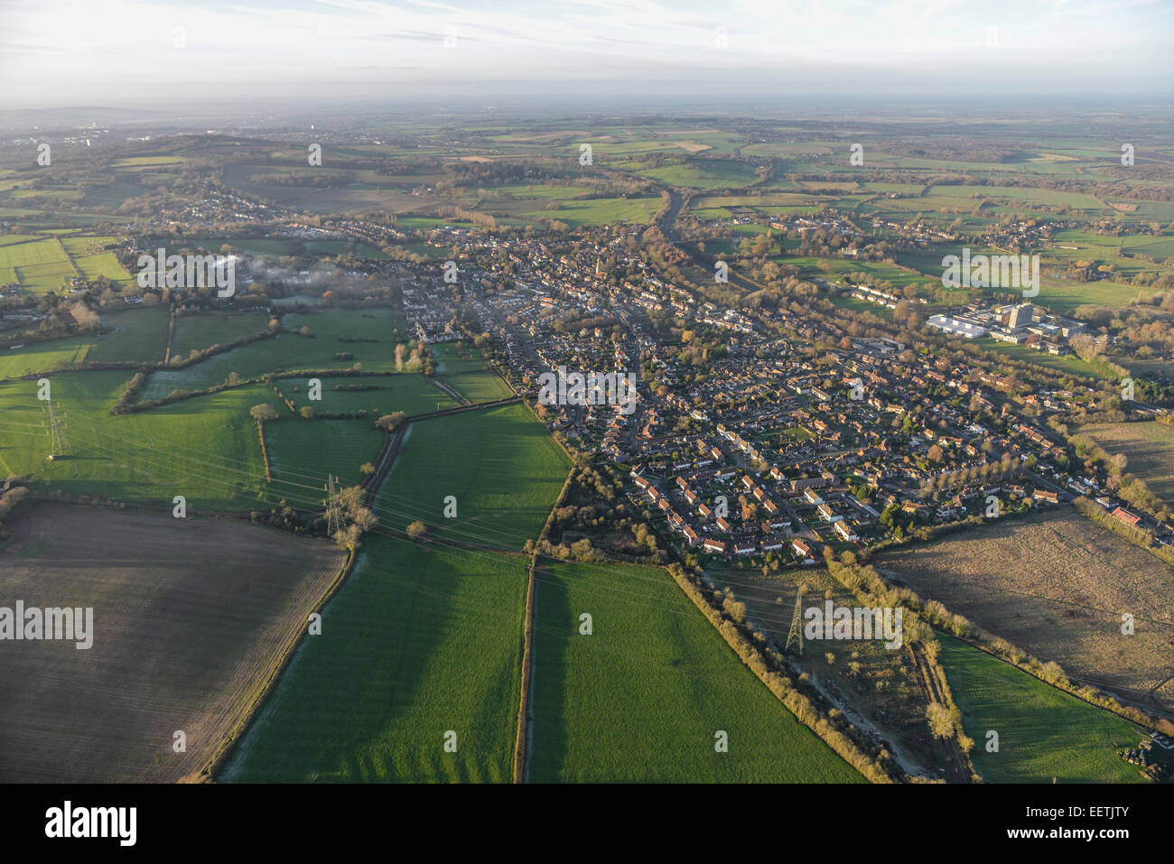 Una vista aérea de Wheatley, un gran pueblo en Oxfordshire Foto de stock