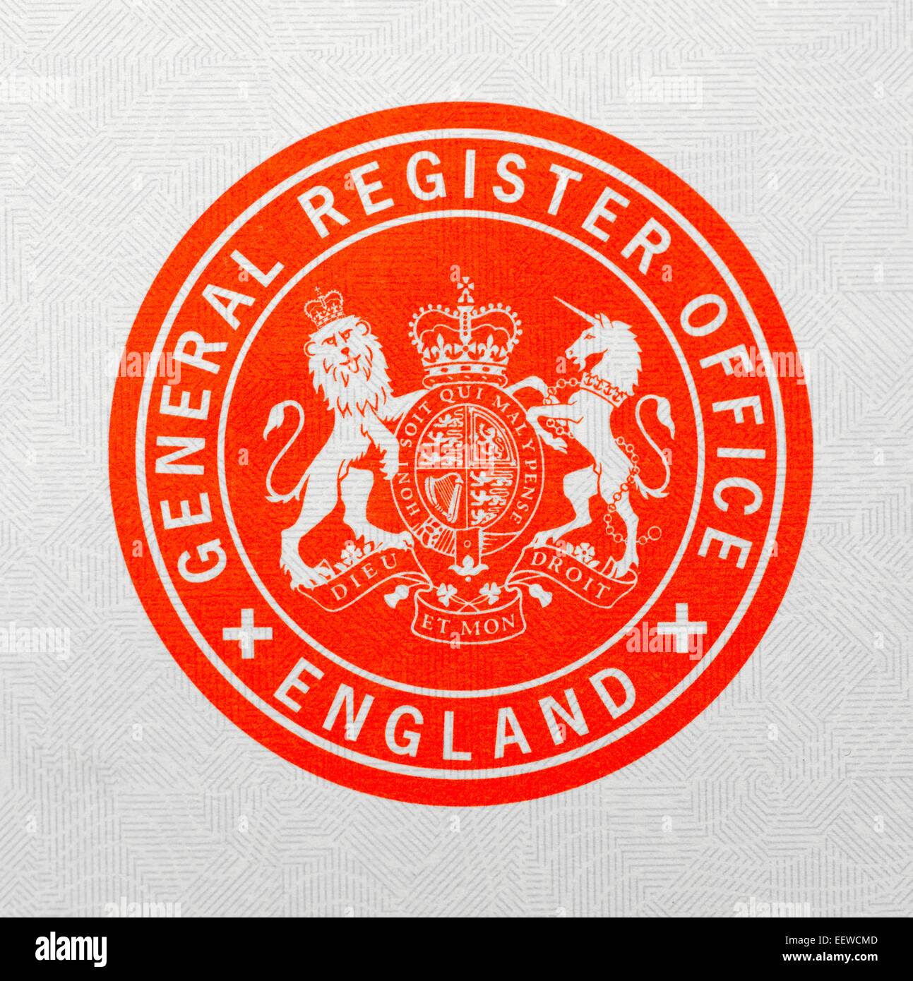 Cerrar imagen macro del sello de la Oficina General de Registro con el