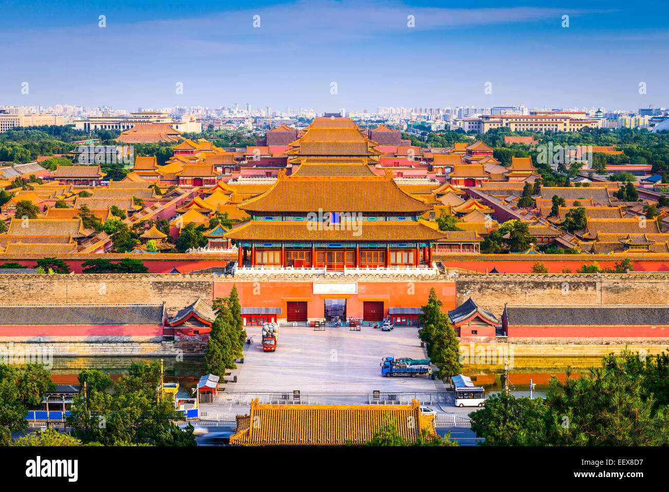 Beijing, China el horizonte de la ciudad en la Ciudad Prohibida. Foto de stock