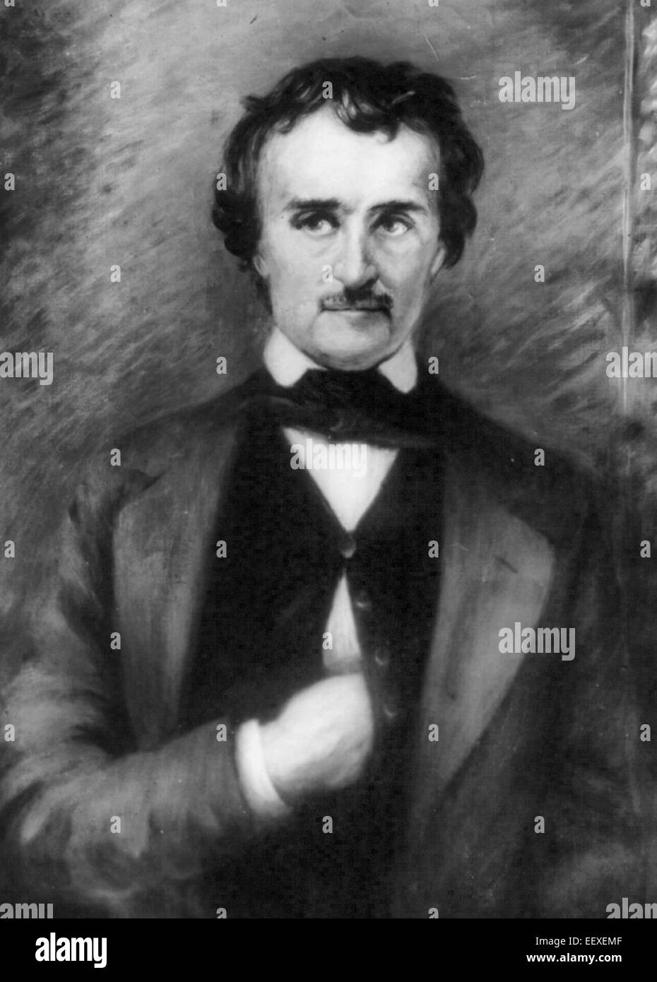 Edgar Allan Poe, 1809-1849, longitud media, mirando hacia delante, la mano en el chaleco Foto de stock