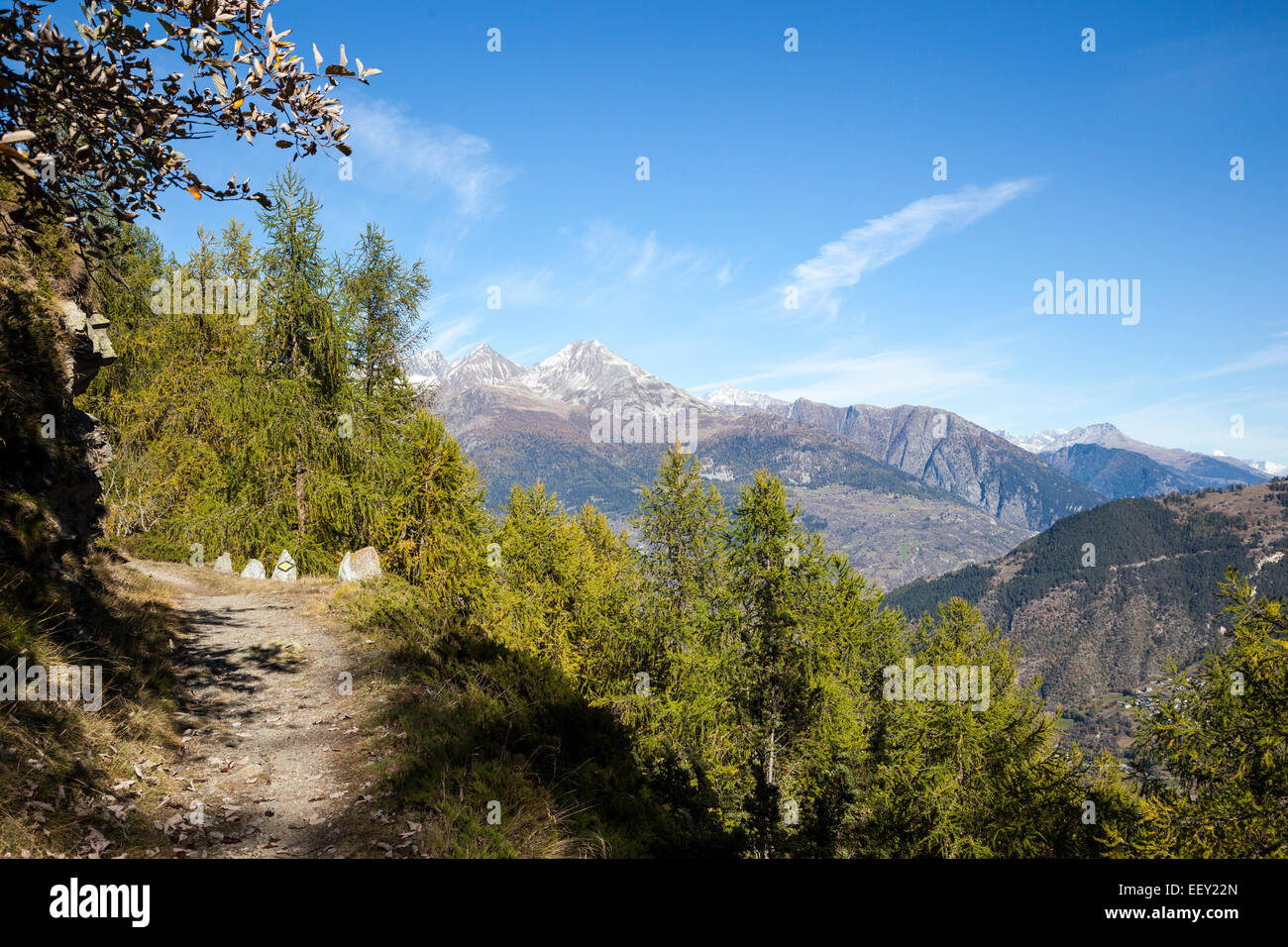 Ruta de senderismo en los Alpes suizos Foto de stock