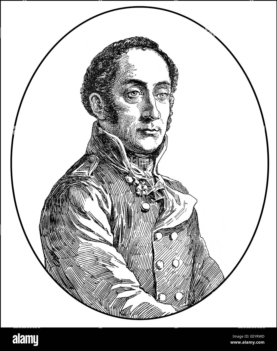 Friedrich Bogislav Emanuel Graf von Tauentzien Wittenberg, 1760 - 1824, un general prusiano de las guerras napoleónicas, Foto de stock