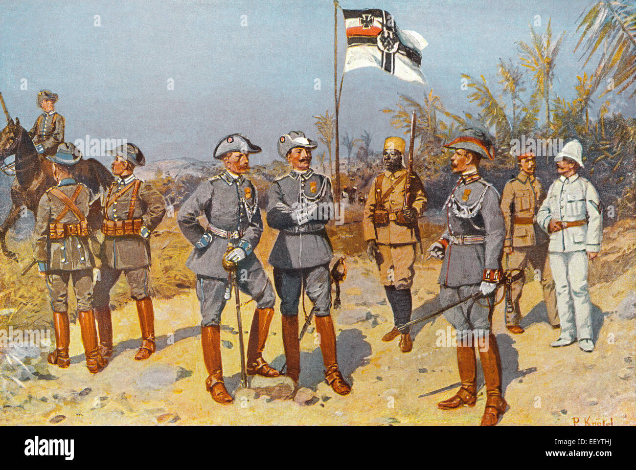 Los uniformes de los soldados imperiales colonial alemana en África Oriental,1894, Foto de stock