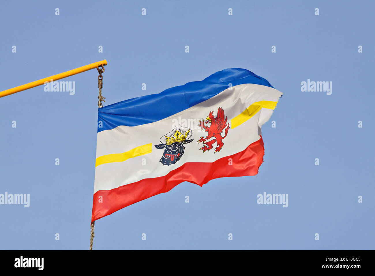 La bandera del Estado federado de Mecklemburgo-Pomerania Occidental. Foto de stock
