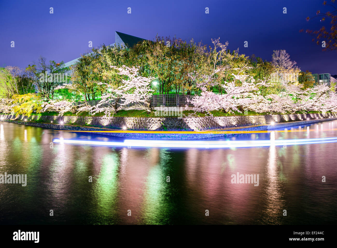 Kyoto, Japón, en el Canal de Okazaki durante la temporada de primavera de los cerezos en flor. Foto de stock