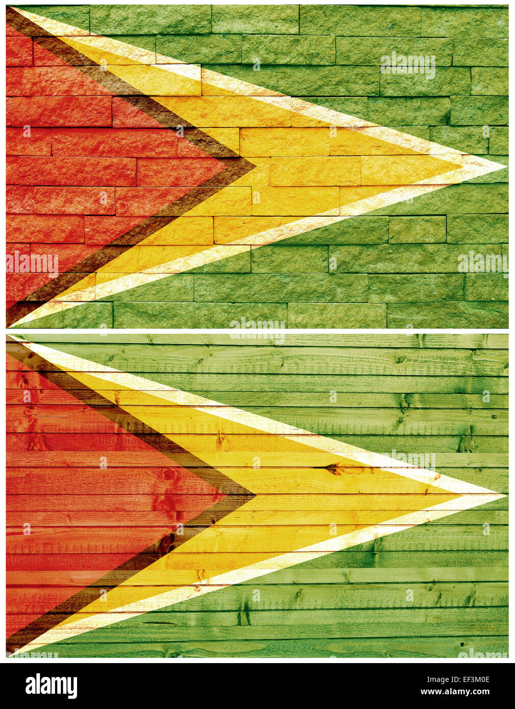 Bandera de pared vintage de Guyana Foto de stock