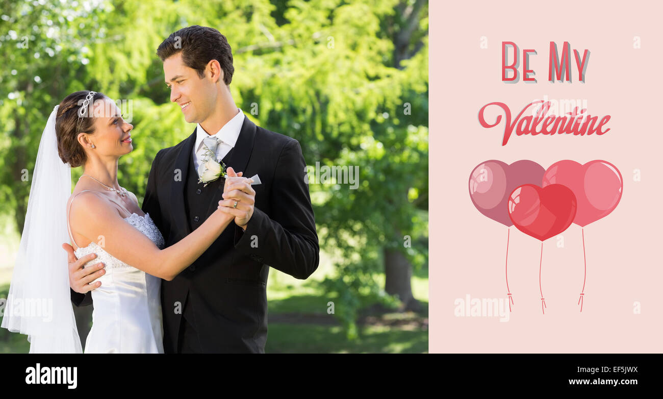 Imagen compuesta de pareja bailando en el día de la boda Foto de stock