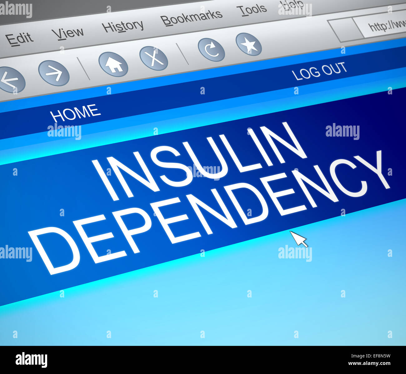 Concepto de dependencia de insulina. Foto de stock