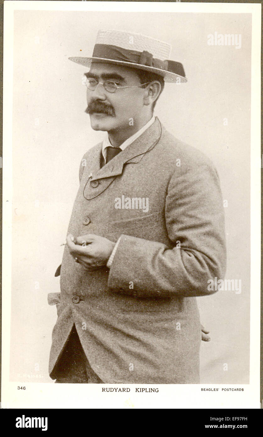 Postal de retrato fotografía de Rudyard Kipling Foto de stock