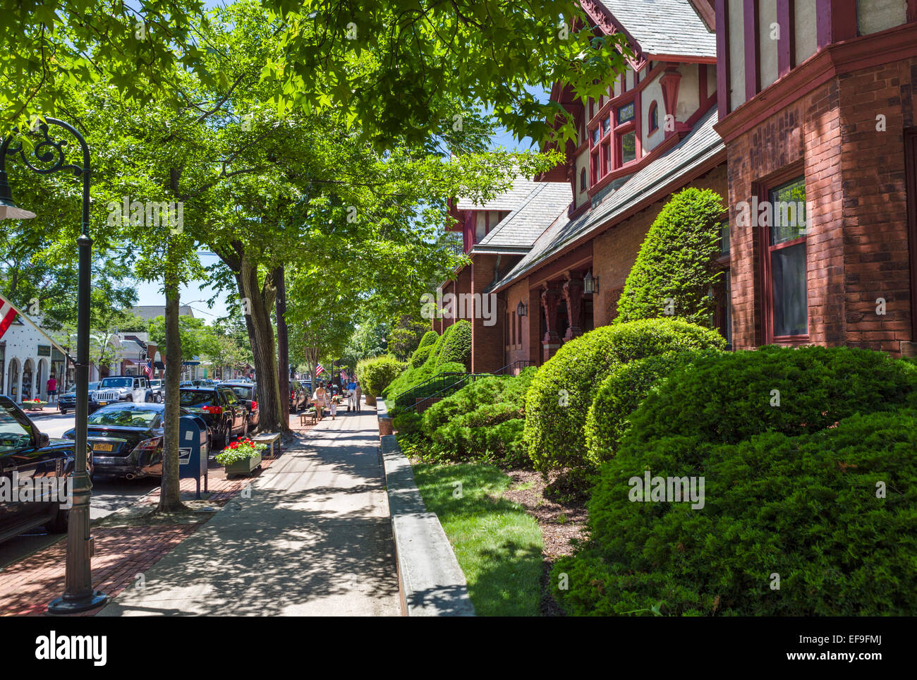 Jobs Lane en la aldea de Southampton, en el condado de Suffolk, en Long Island, NY, EE.UU. Foto de stock
