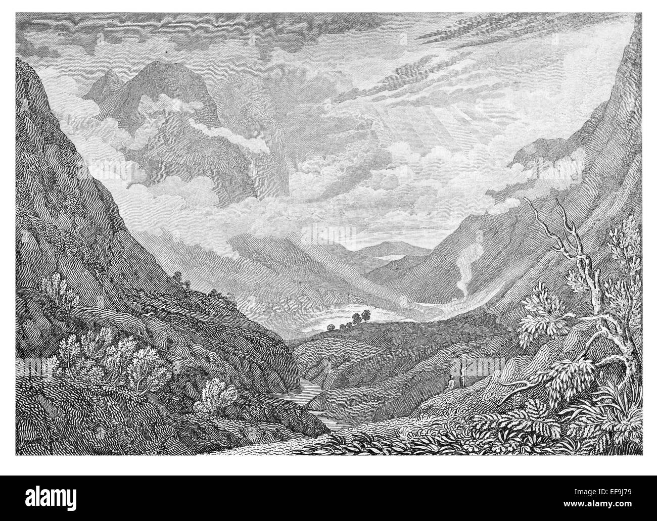 Imagen de Escocia por Robert Chambers publicado en 1837 Glencoe Glen Coe comité Lochaber Gleann Comhan área de Highland Consejo Foto de stock