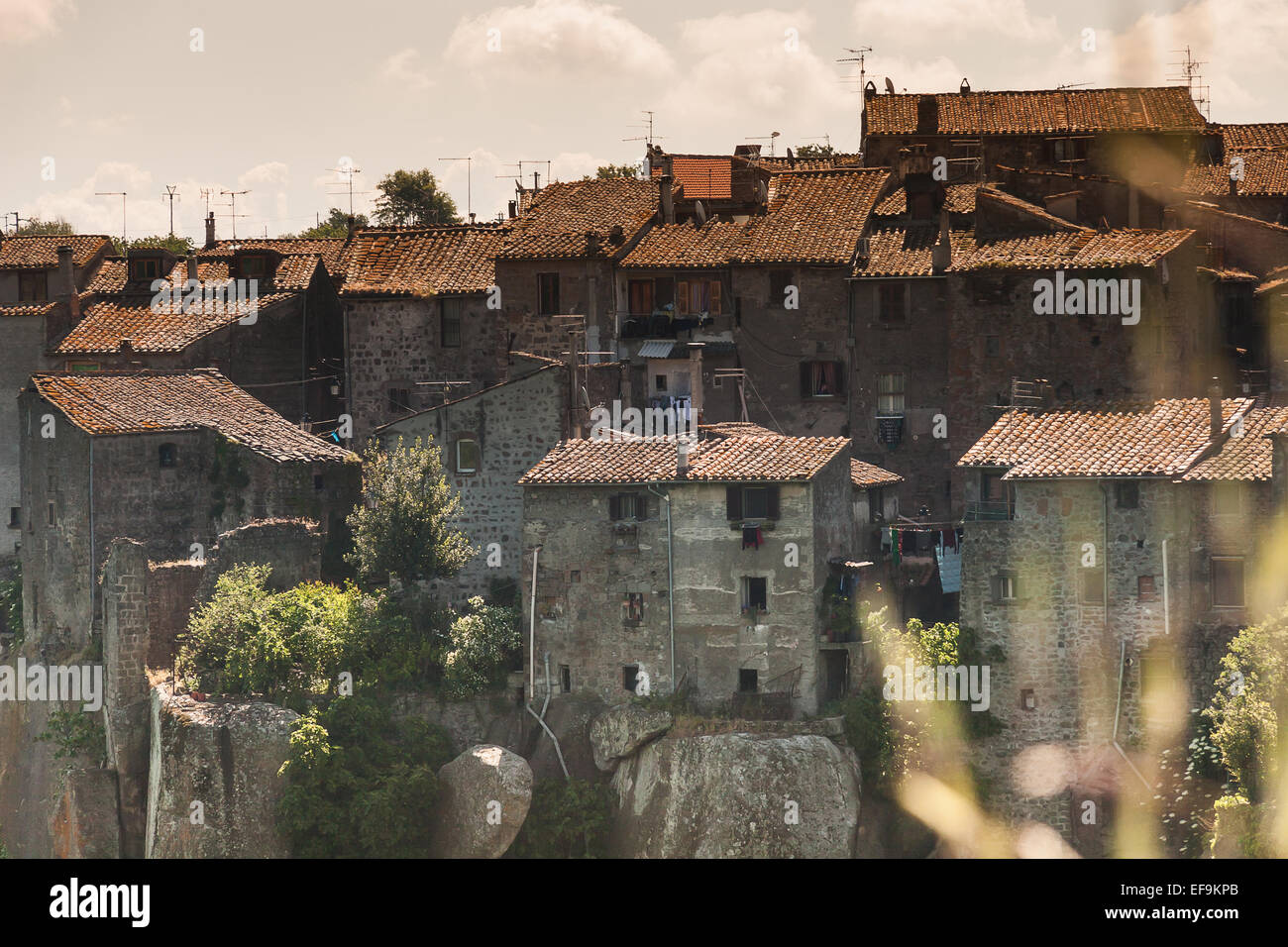Casas medievales cerca de Viterbo Foto de stock