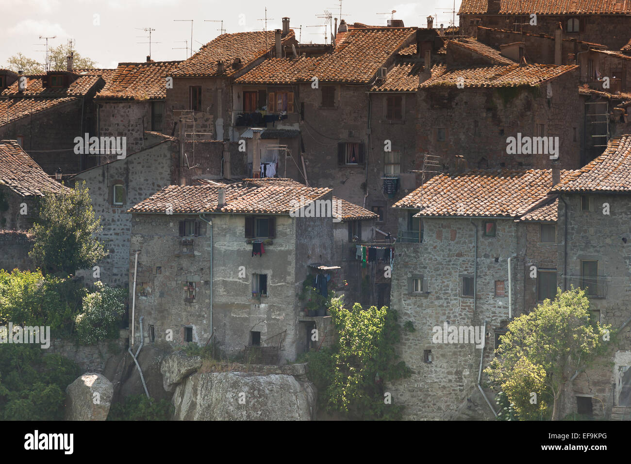 Casas medievales cerca de Viterbo Foto de stock