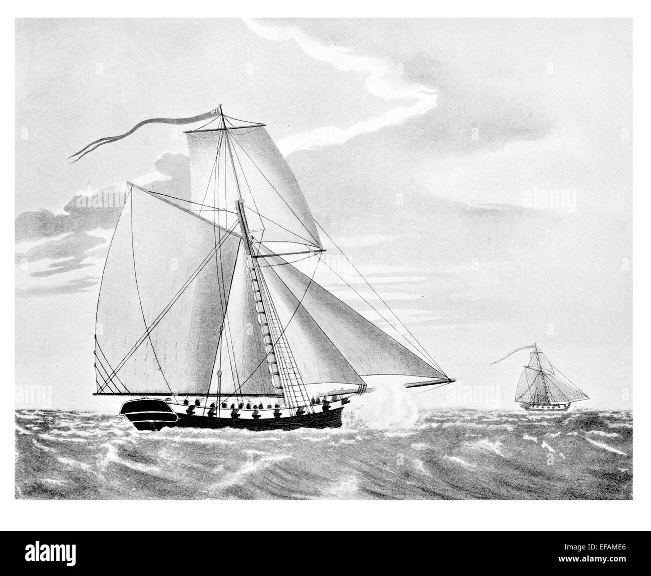 Cortador de Greyhound empleadas por ingresos reprimir el contrabando en el canal inglés de 1780 a 1808 Foto de stock